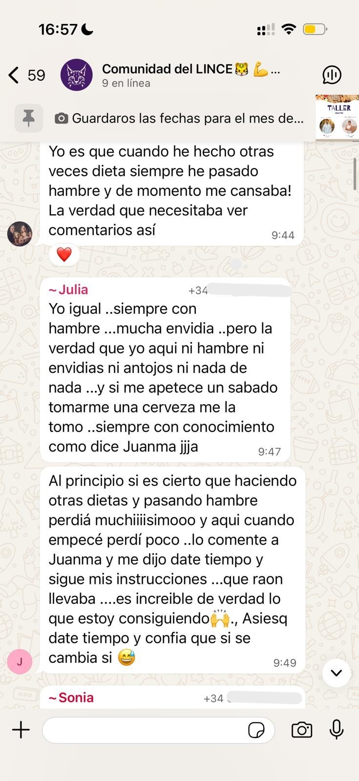 Testimonio WhatsApp de Julia